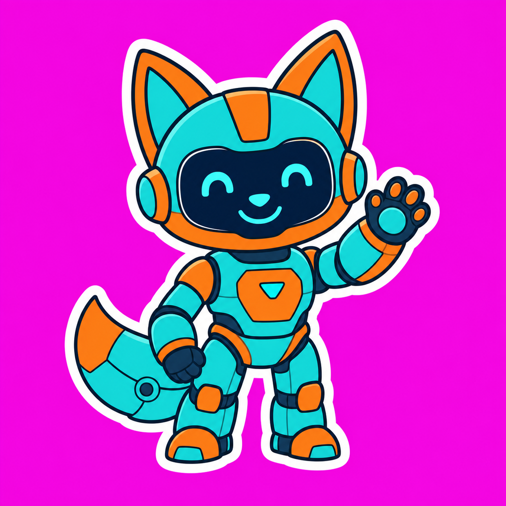 Robot Fox Sticker, raster input