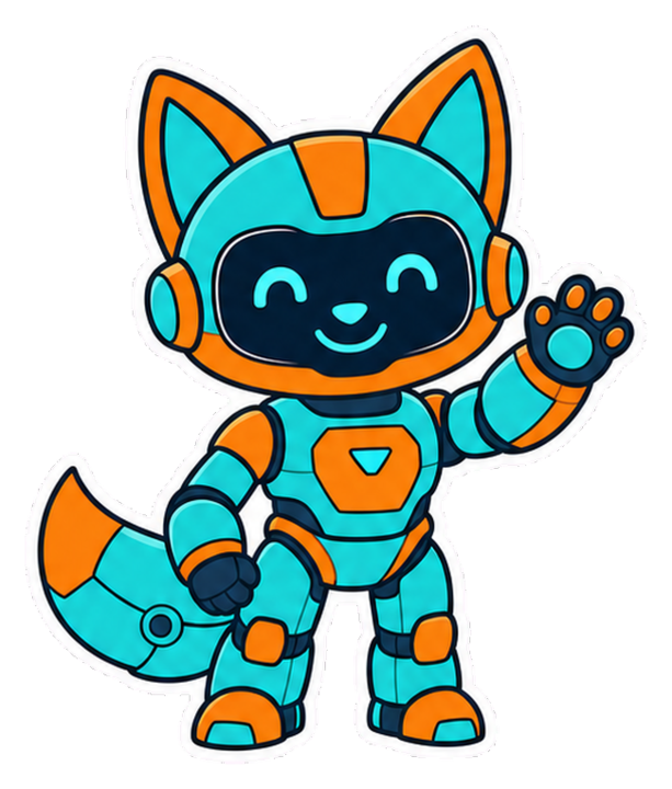 Robot Fox Sticker, raster input